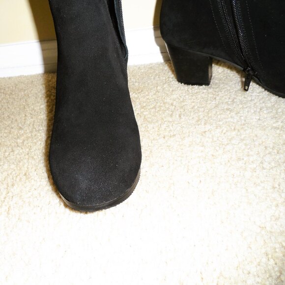 Suede Leather Black Ankle Boot with Heel  size 7.5 - Picture 4 of 10